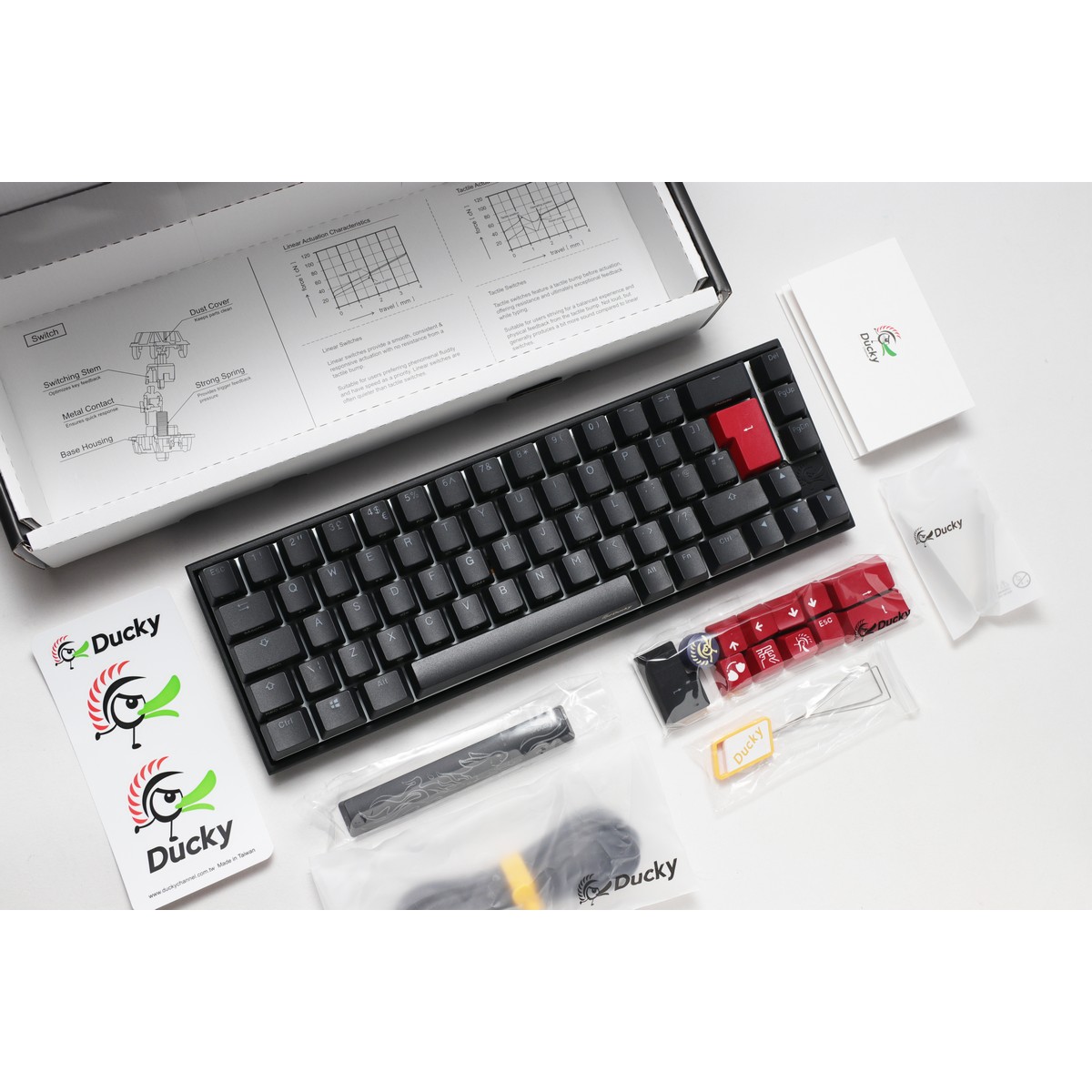 Ducky - Ducky Mecha Pro SF 65% USB RGB Mechanical Gaming Keyboard Cherry MX Silent Red -