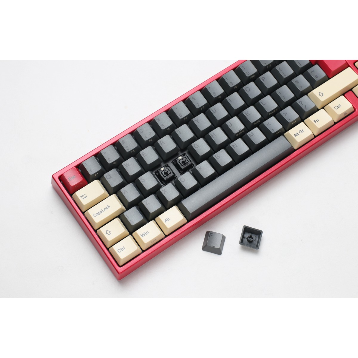 Ducky - Ducky x Varmilo MIYA 69 Pro Knight Mechanical Gaming Keyboard Cherry MX Blue White Backlit - Red/Grey/Cream