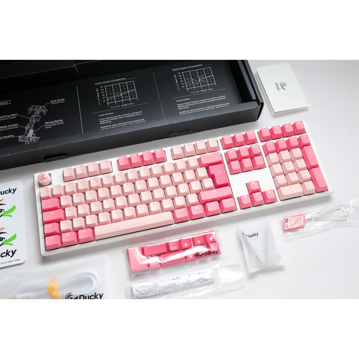 Ducky - Ducky One 3 Gossamer Pink USB Cherry MX Red Mechanical Gaming Keyboard UK Layout