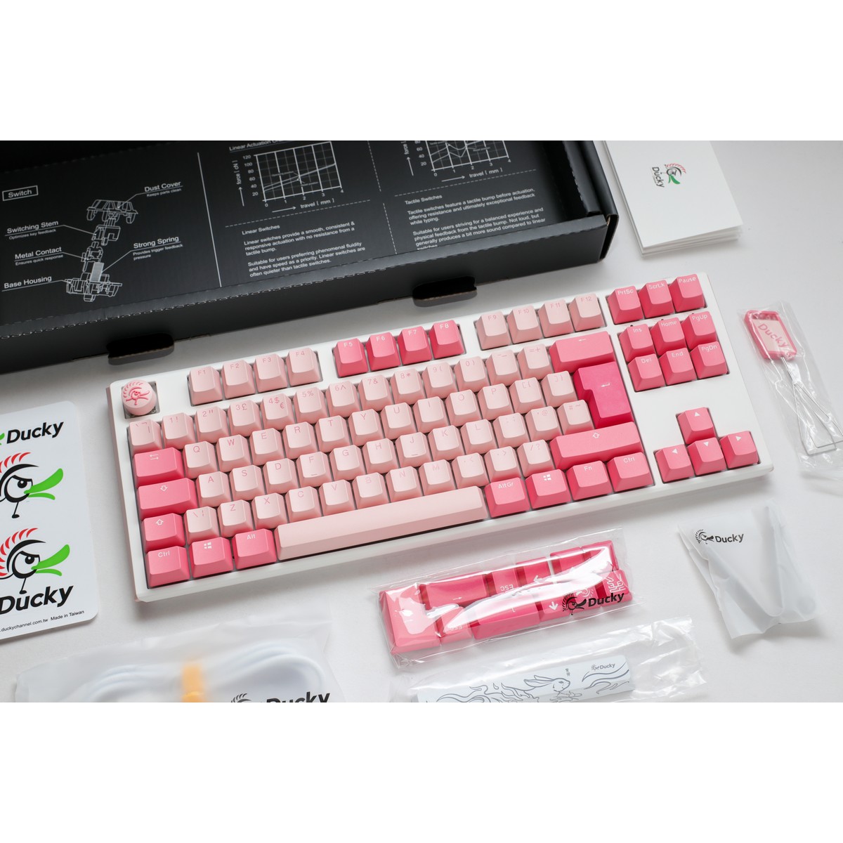 Ducky - Ducky One 3 Gossamer Pink TKL 80% USB Cherry MX Blue Mechanical Gaming Keyboard