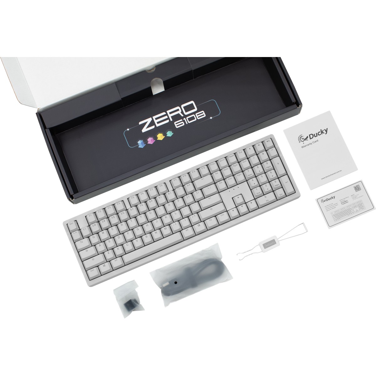 Ducky - Ducky Zero 6108 Classic White Wireless Mechanical Keyboard Cherry MX2A Brown