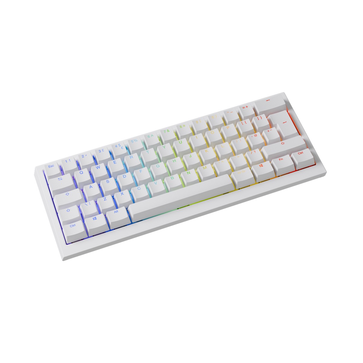 Ducky - Ducky One X Mini 60% Wireless Ducky Linear Inductive Switch RGB Gaming Keyboard White  - UK Layout