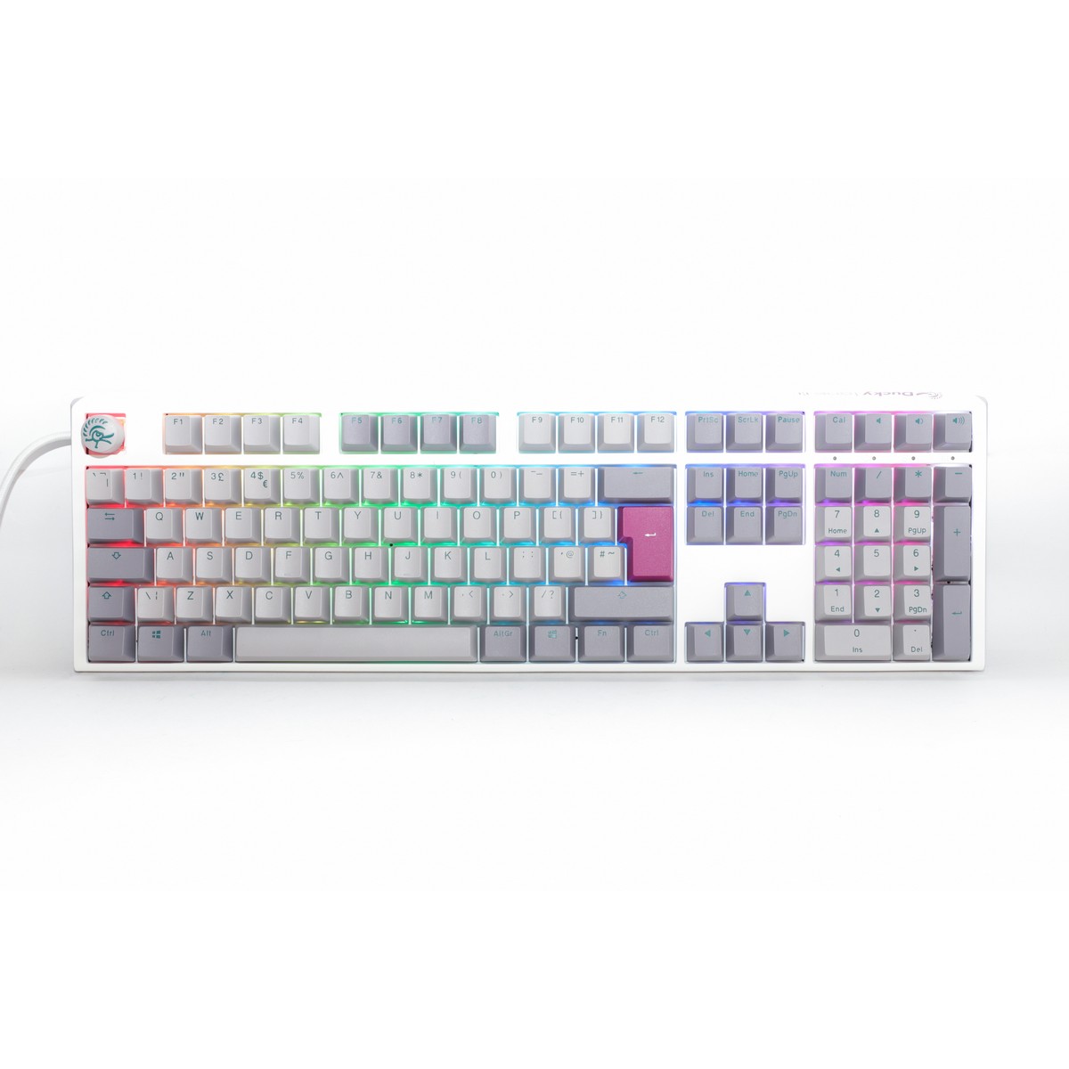 Ducky - Ducky One3 Mist Full Size Ergo Clear Cherry MX Switch Gaming Keyboard