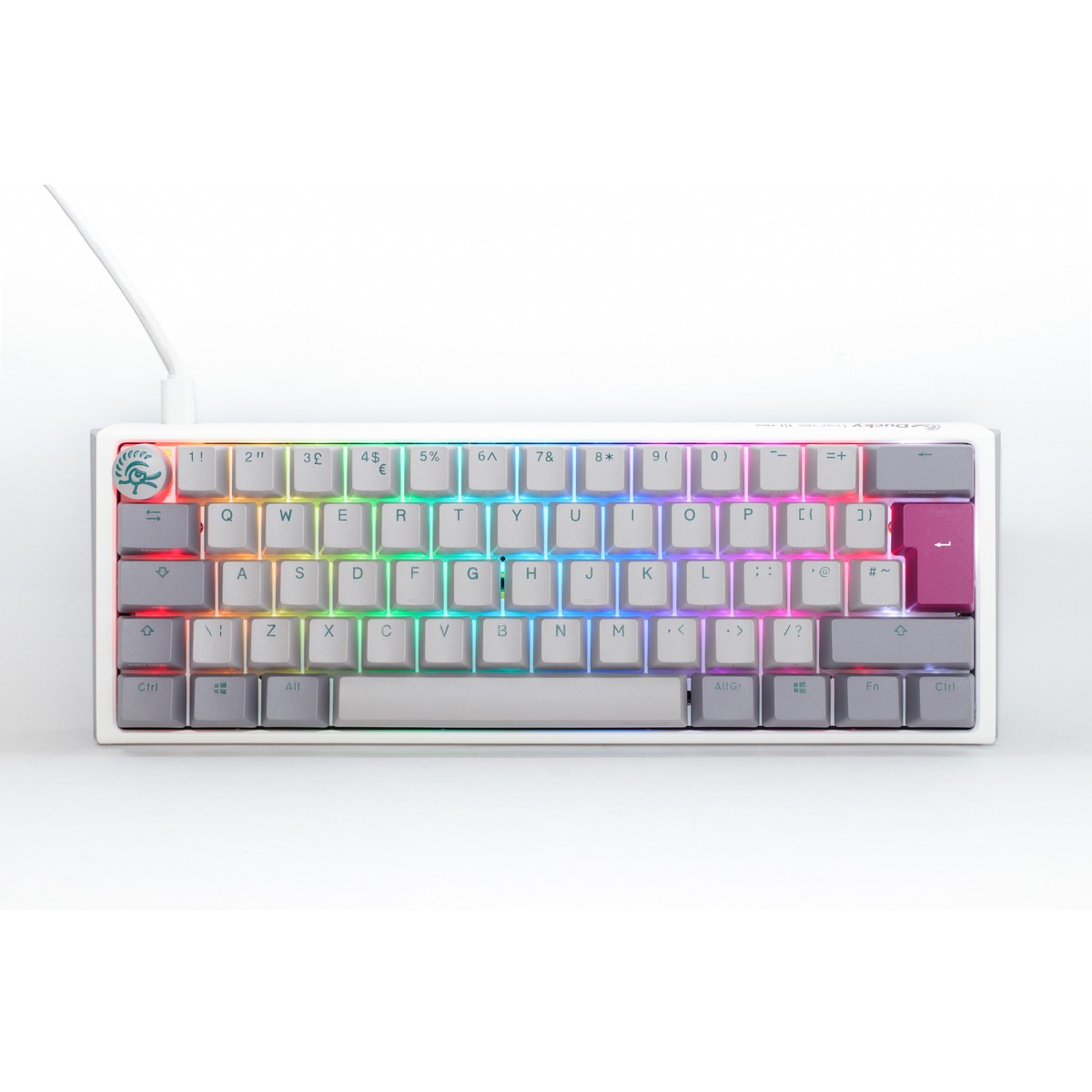 Ducky One3 Mist Mini Ergo Clear Silent Red Cherry MX Switch Gaming Keyboard