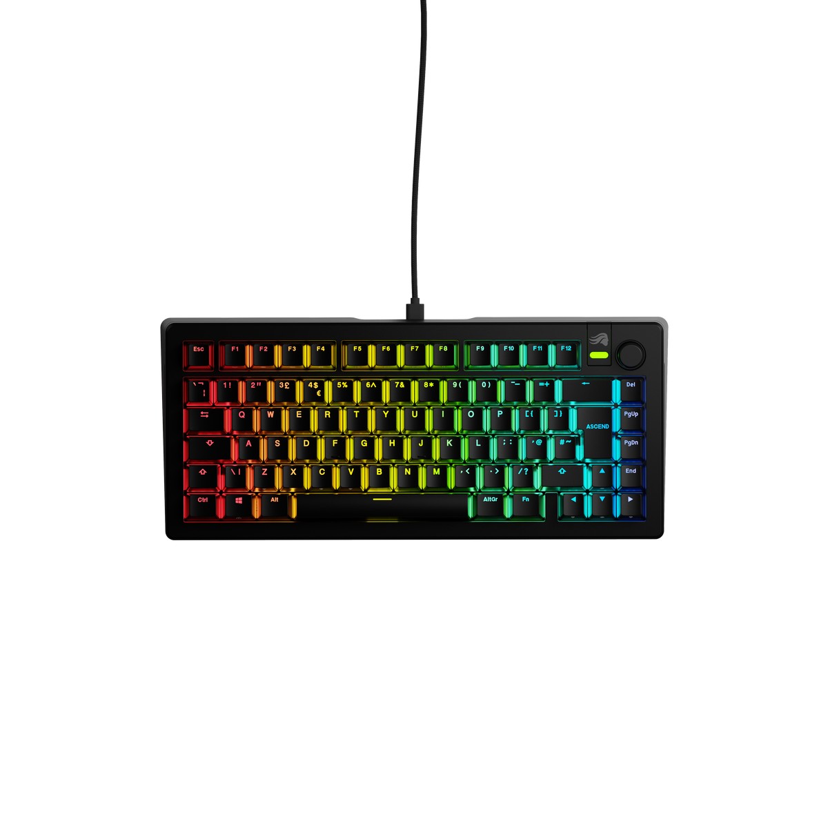 Glorious GMMK 3 HE 75% Prebuilt Wired Gaming Keyboard Fox HE Switches Black - UK