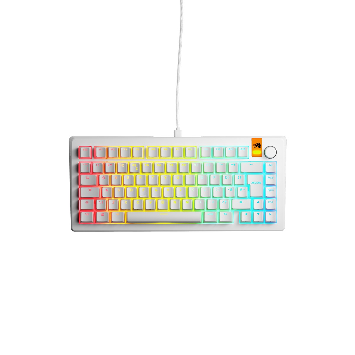 Glorious - Glorious GMMK 3 HE 75% Prebuilt Wired Gaming Keyboard Fox HE Switches White - UK