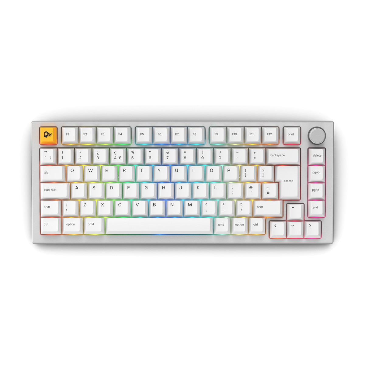 Glorious GMMK PRO (75%) Prebuilt Gaming Keyboard White - UK Layout (GLO-GMMK-P75-FOX-ISO-W-UK)