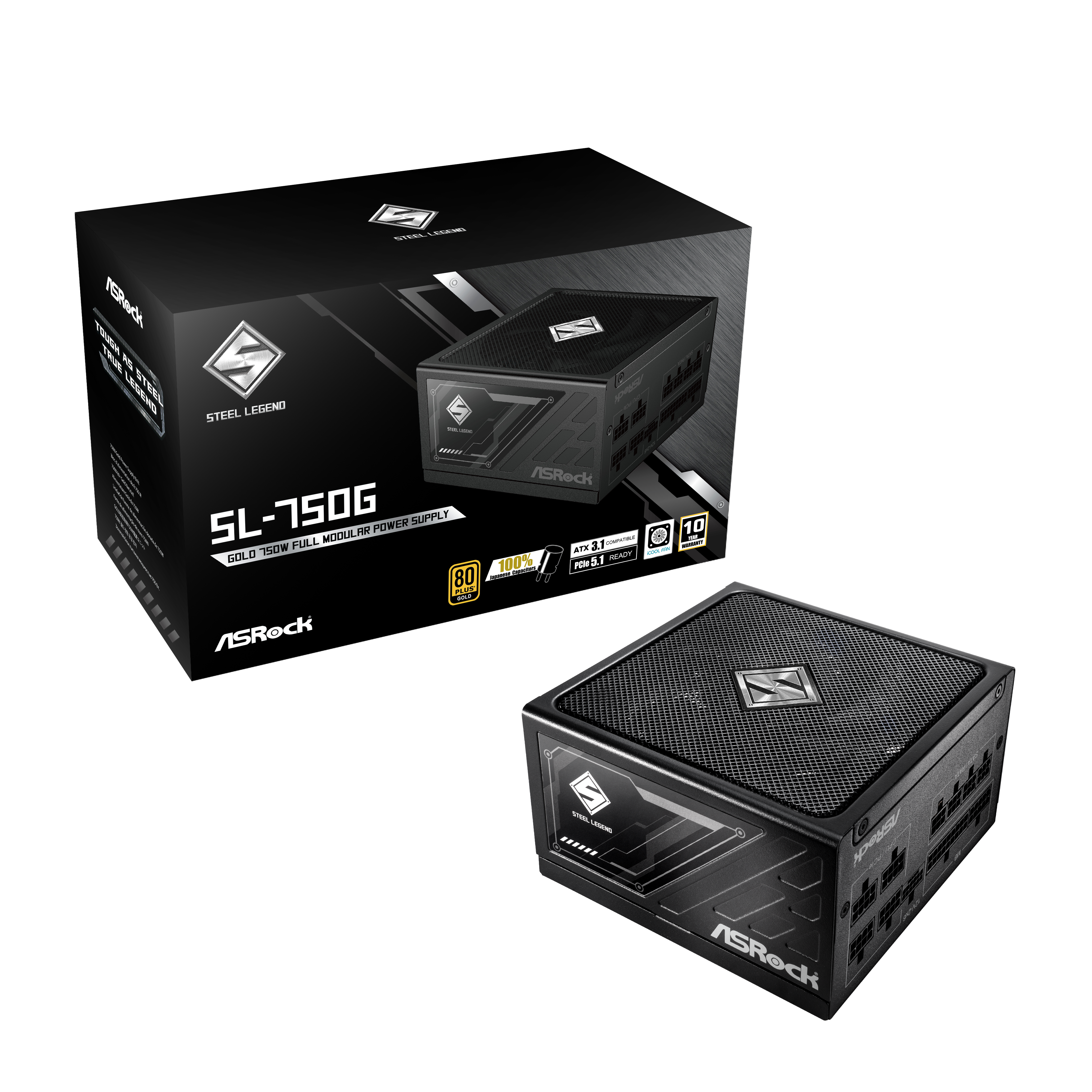 ASRock Steel Legend 750W 80 Plus Gold Fully Modular Power Supply