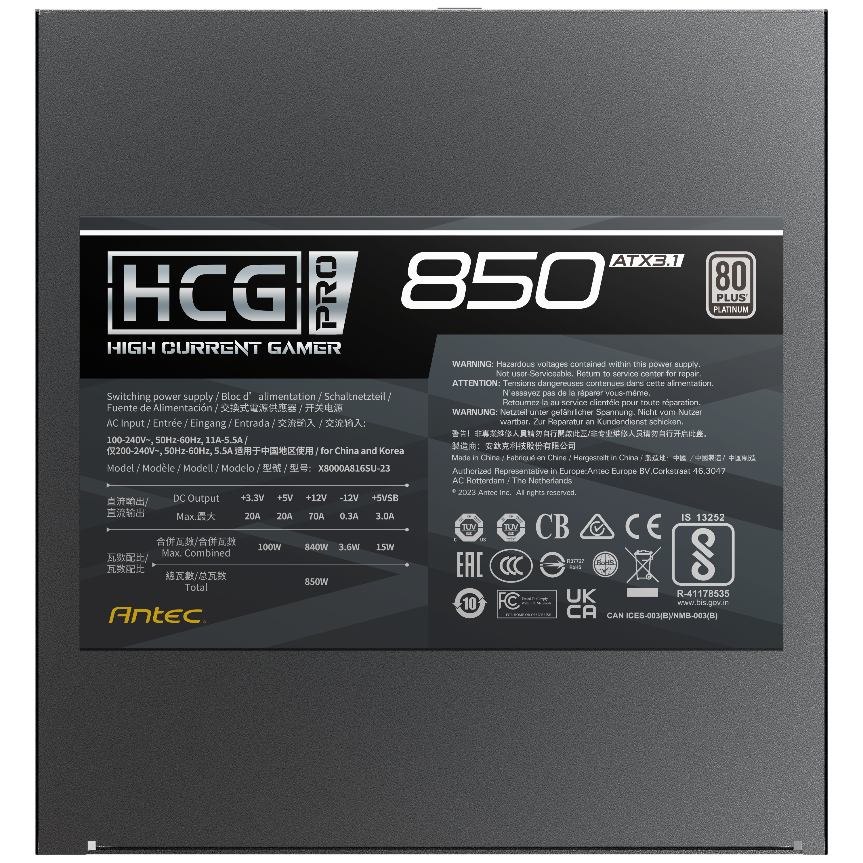 Antec - Antec HCG 850 Pro Platinum 850W ATX3.1 Full modular Power Supply