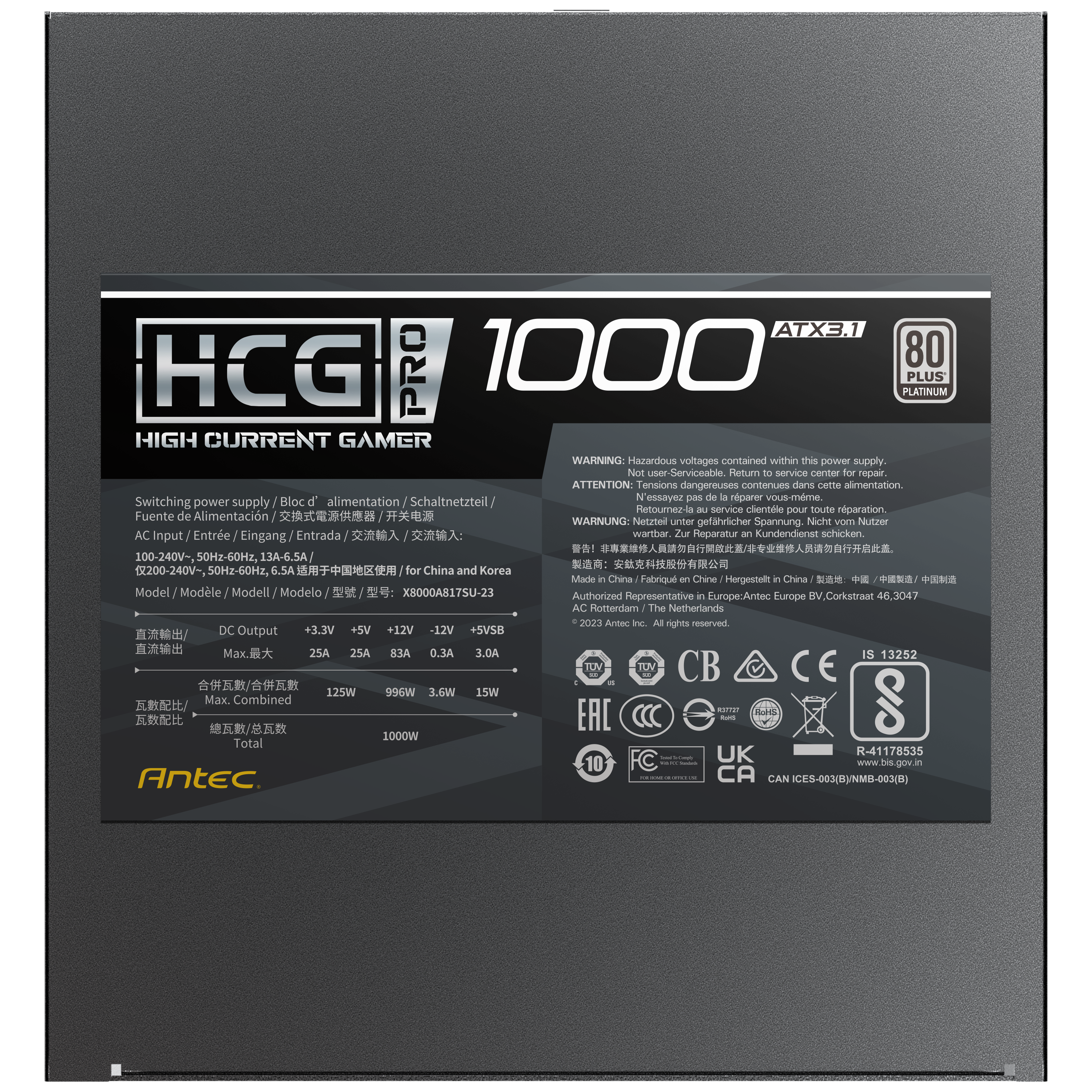 Antec - Antec HCG 1000 Pro Platinum 1000W ATX3.1 Full modular Power Supply