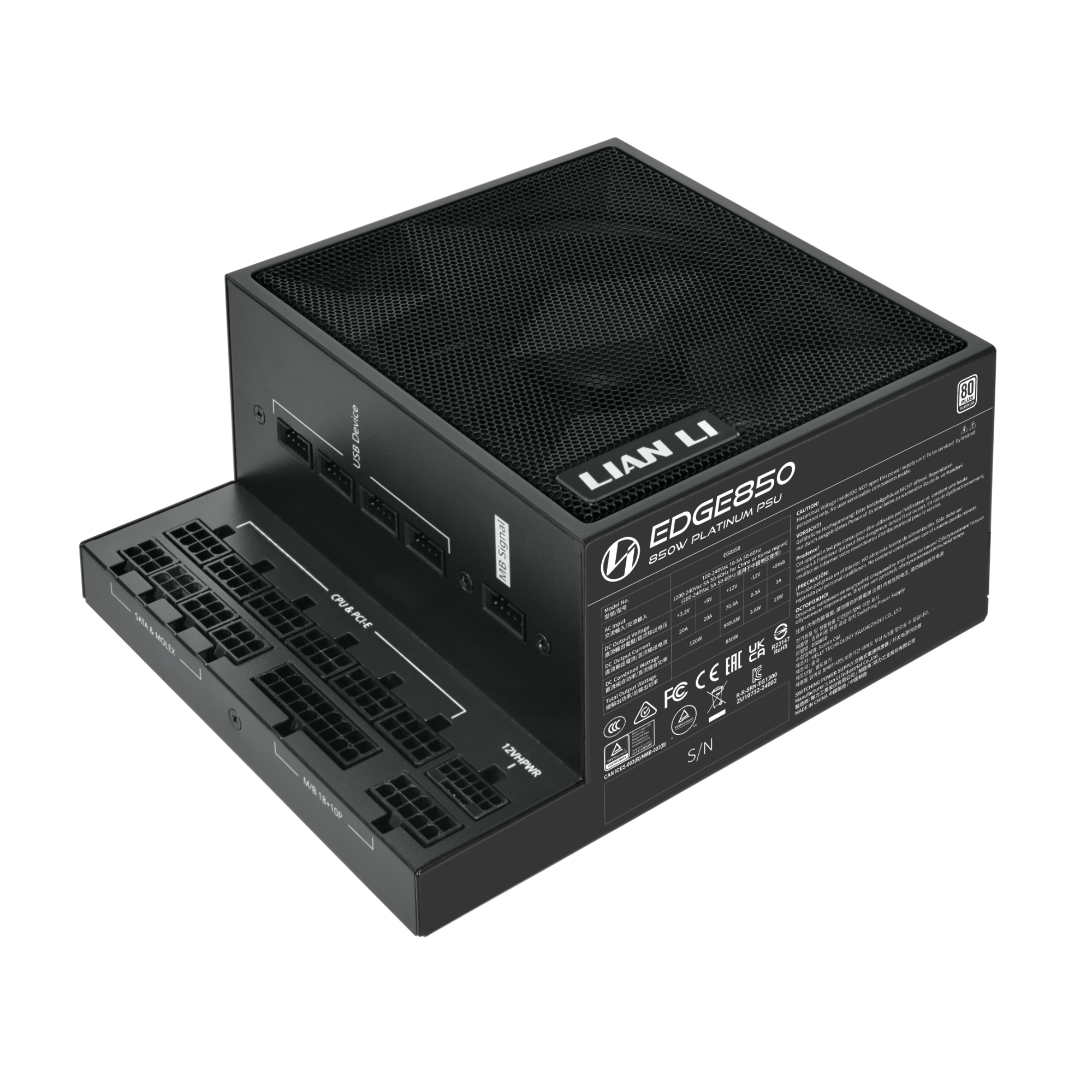 Lian Li EDGE 850w 80 Plus Platinum Power Supply - Black