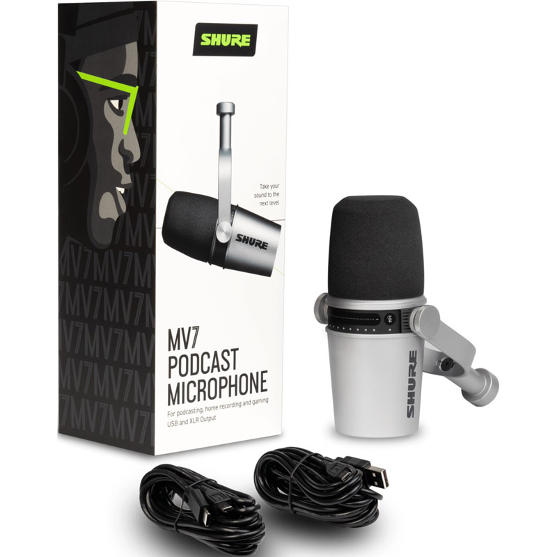 Shure - Shure MV7 Podcast Microphone - Silver (MV7-S)