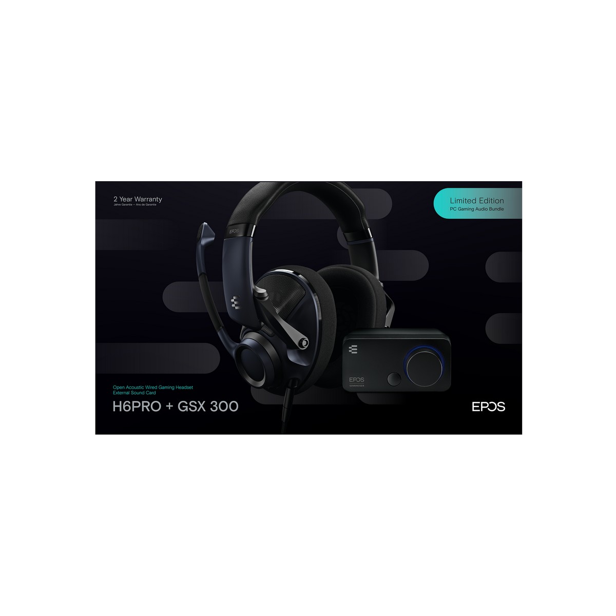 EPOS H6 PRO Open Headset and GSX 300 Soundcard Audio Bundle - Black
