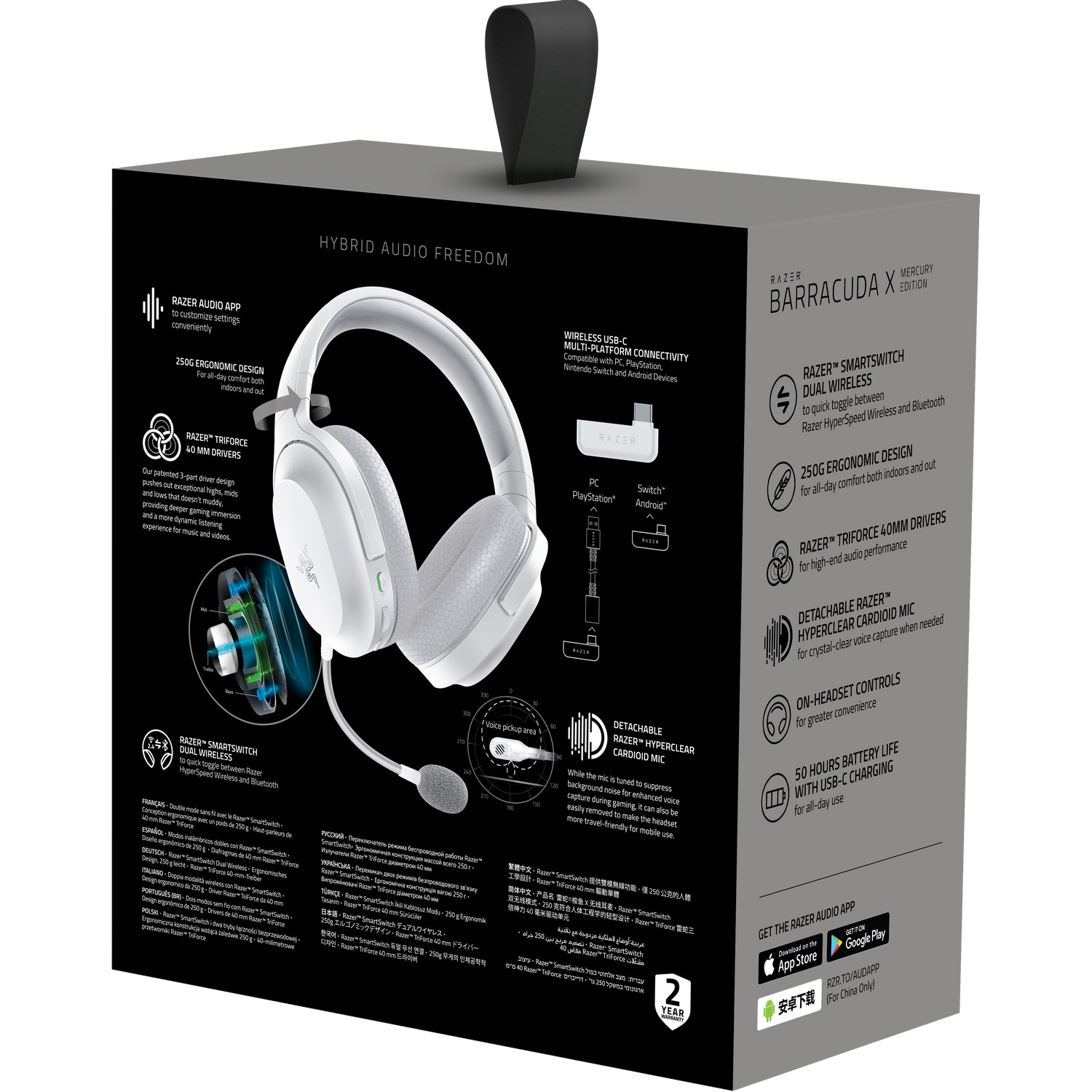 Razer - Razer Barracuda X Wireless/Bluetooth Gaming Headset - Mercury White (RZ04-04430200-R3M1)