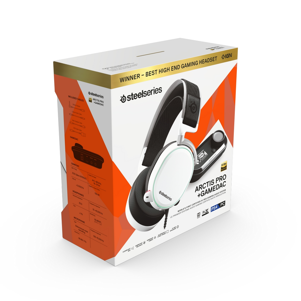 SteelSeries - SteelSeries Arctis Pro USB High Fidelity Gaming Headset and GameDAC Amplifier Bundle White (61454)