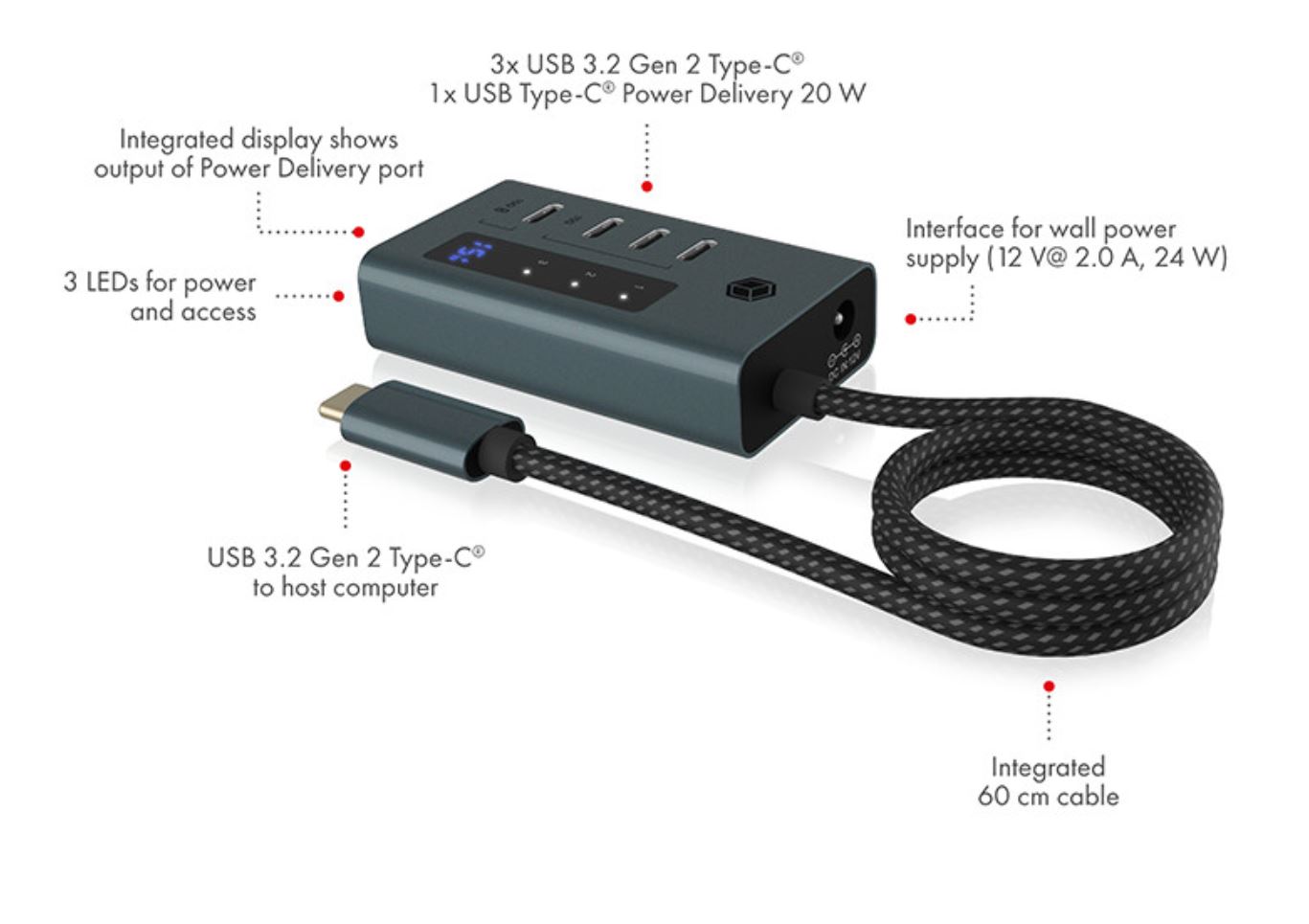 ICY BOX - IcyBox 4-port USB 3.2 Gen 2 Type-C® hub