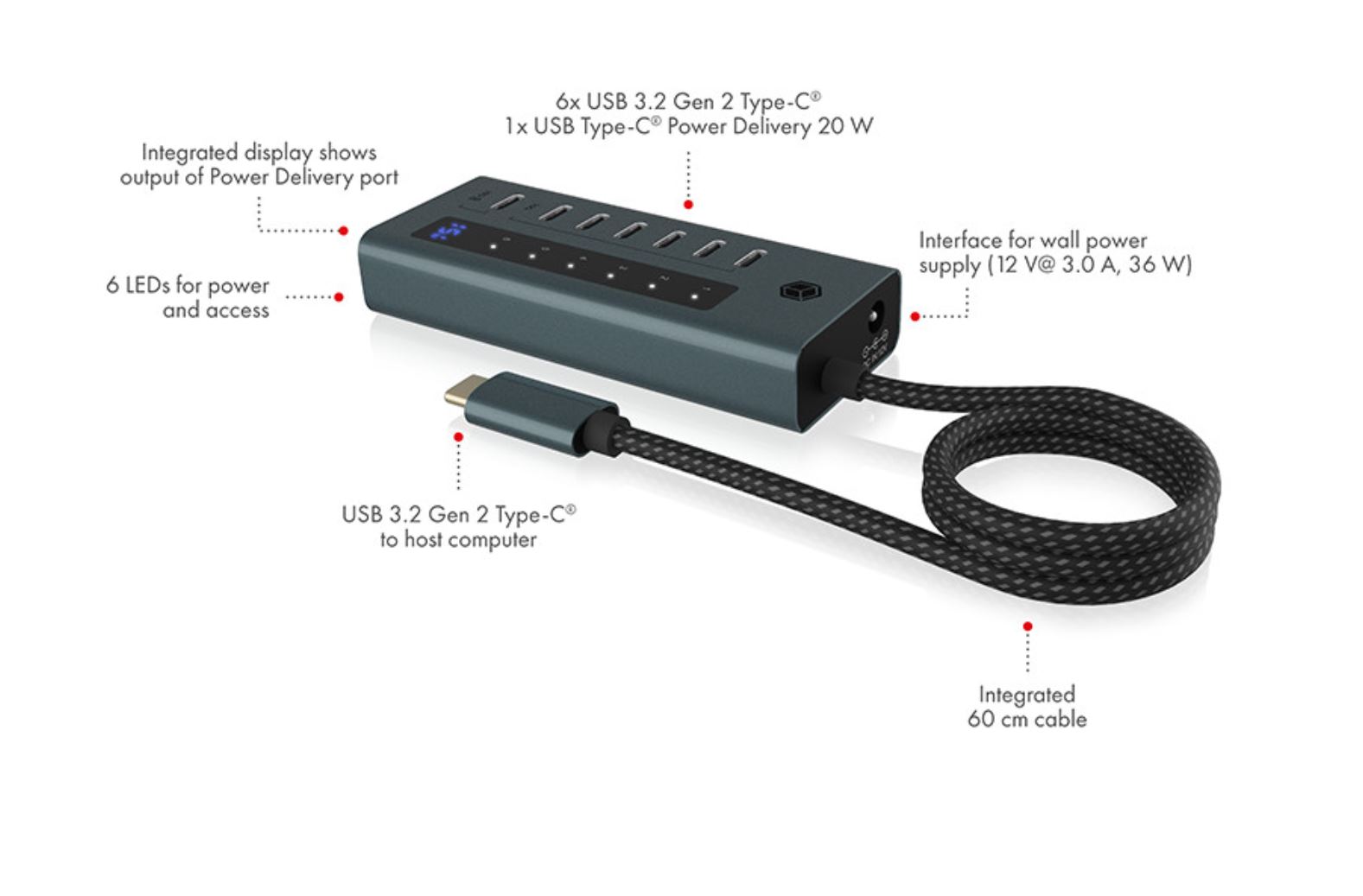 ICY BOX - IcyBox 7-port USB 3.2 Gen 2 Type-C® hub