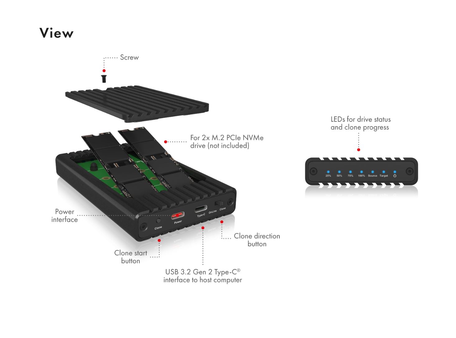 ICY BOX - IcyBox M.2 NVMe USB 3.2 Gen 2 Type-C®/A Clone & Docking Station