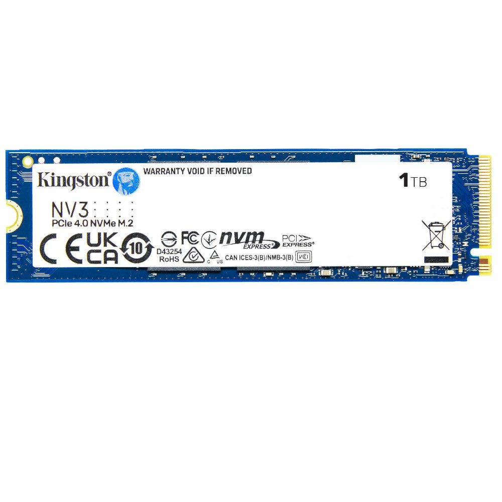 Kingston - Kingston NV3 1TB PCI-e 4.0 NVMe M.2 Solid State Drive (SNV3S/1000G)