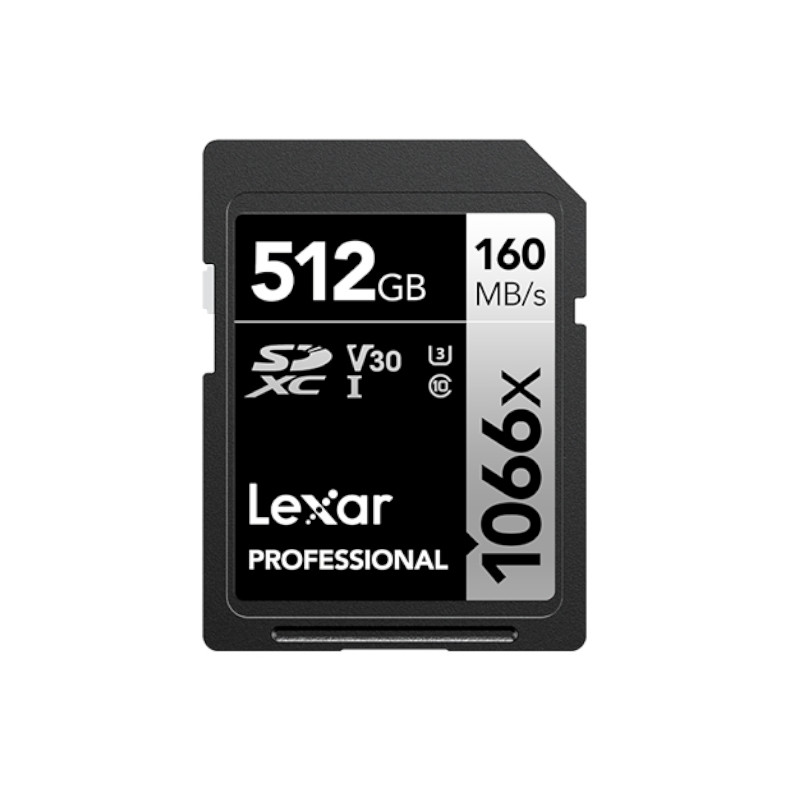 Lexar - Lexar Professional 1066x 512GB SDXC UHS-I Class 10 Flash Memory Card (LSD1066512G-BNNNG)