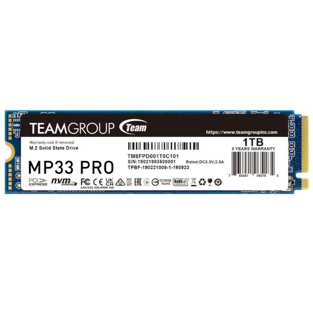 Team Group MP33 PRO 1TB SSD M.2 2280 NVME PCI-E Gen3 Solid State Drive