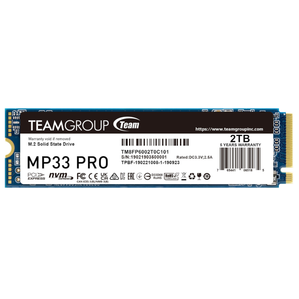Team Group MP33 PRO 2TB SSD M.2 2280 NVME PCI-E Gen3 Solid State Drive