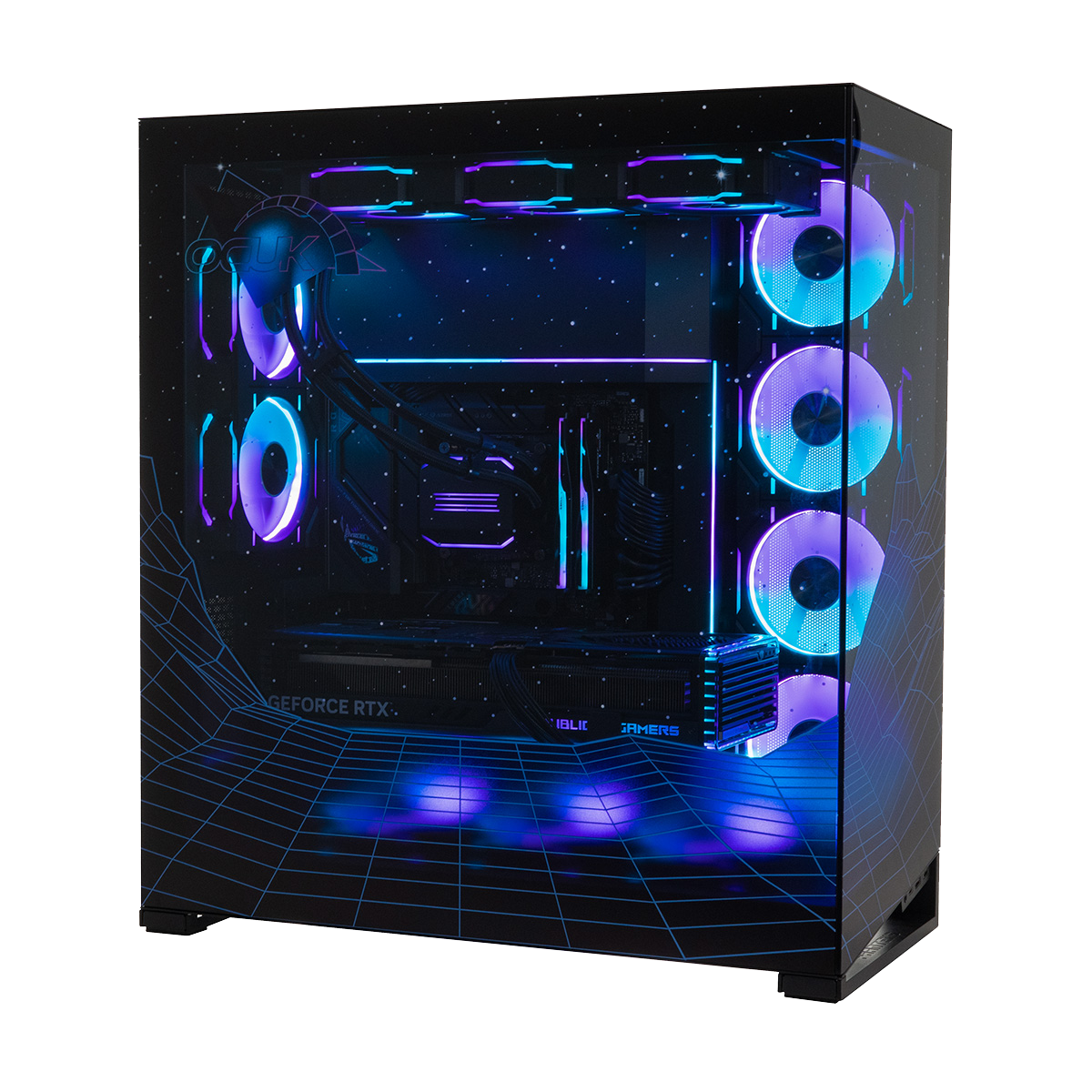 TechForge Synthwave - Intel Core Ultra 9 285K, RTX 4080 Super Vaporwave Inspired Modded Gaming PC