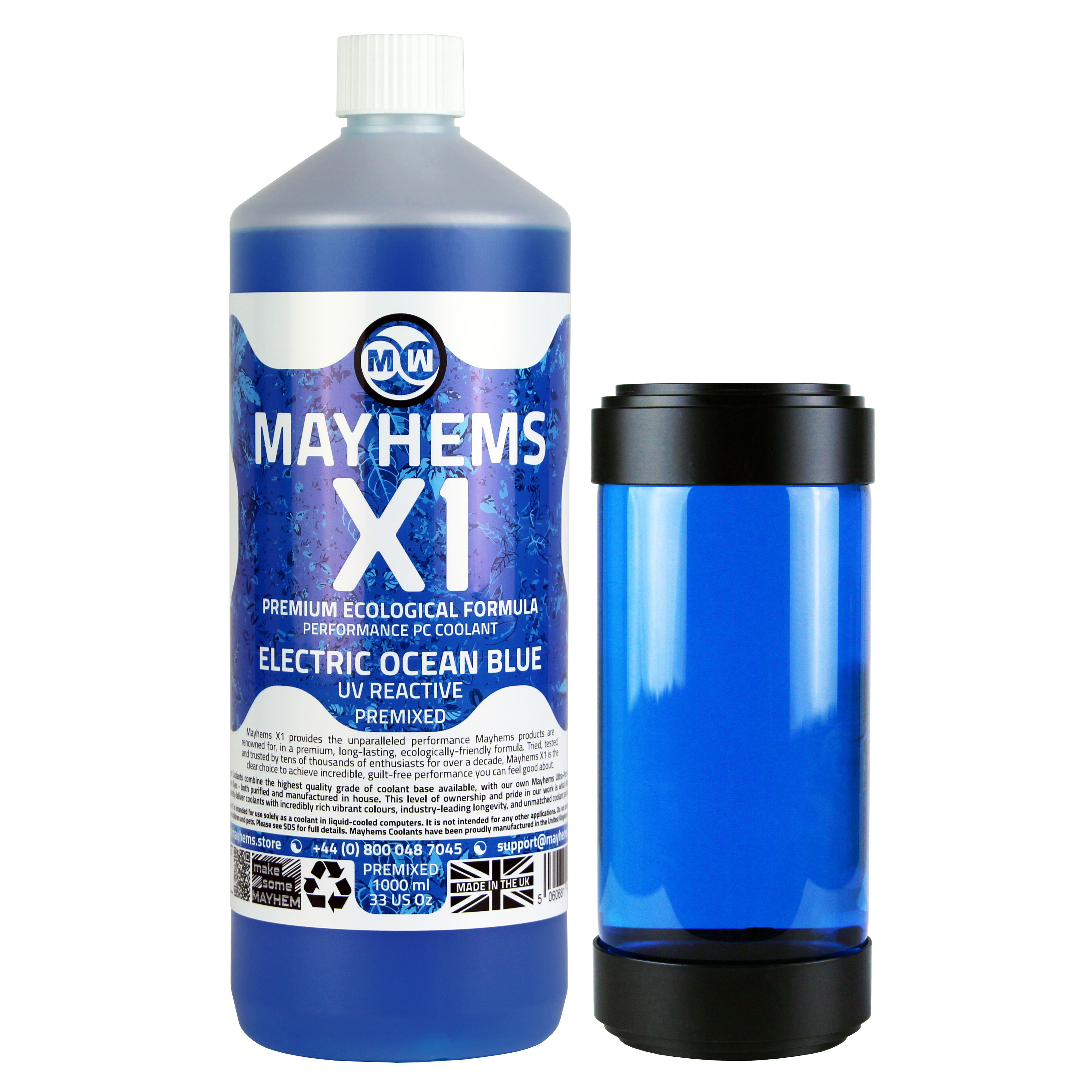 Mayhems - Mayhems - PC Coolant - X1 Premix - Eco Friendly Series, UV Fluorescent, 1 Litre, Blue