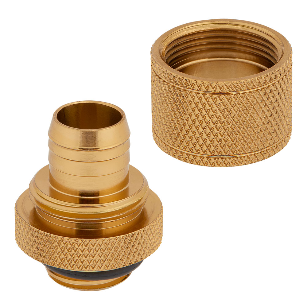 CORSAIR - Corsair Hydro X Series XF Gold Compression 10/13mm (3/8" / 1/2") ID/OD Fittings - Four Pack