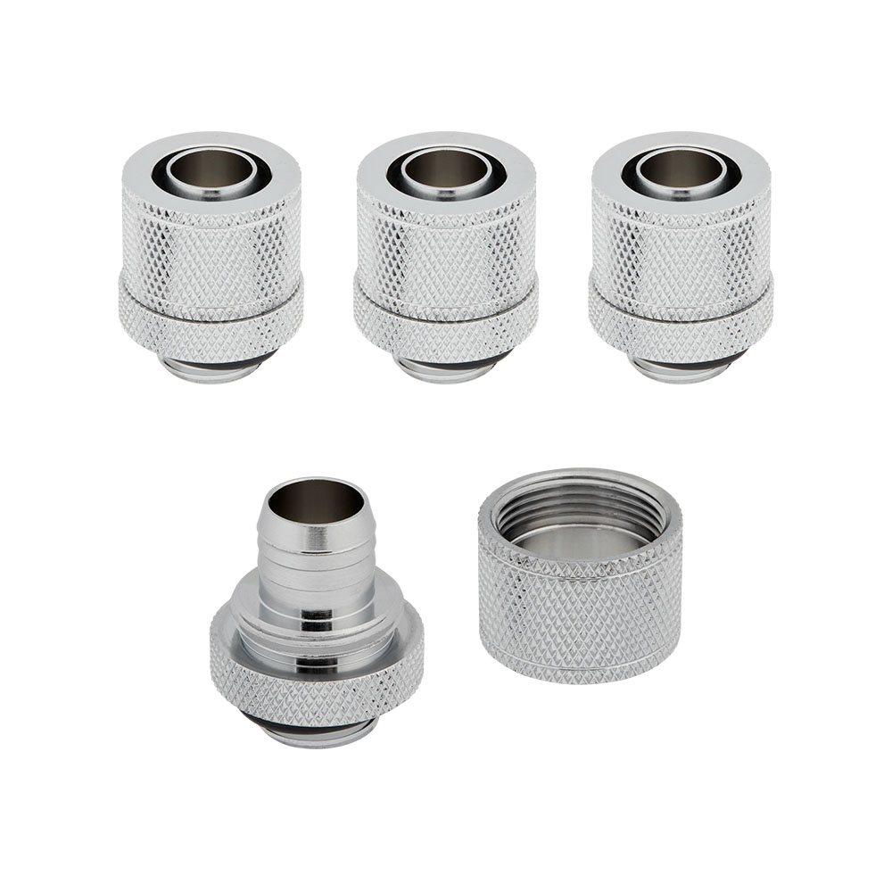 Corsair Hydro X Series XF Chrome Compression 10/13mm (3/8" / 1/2") ID/OD Fittings - Four Pack