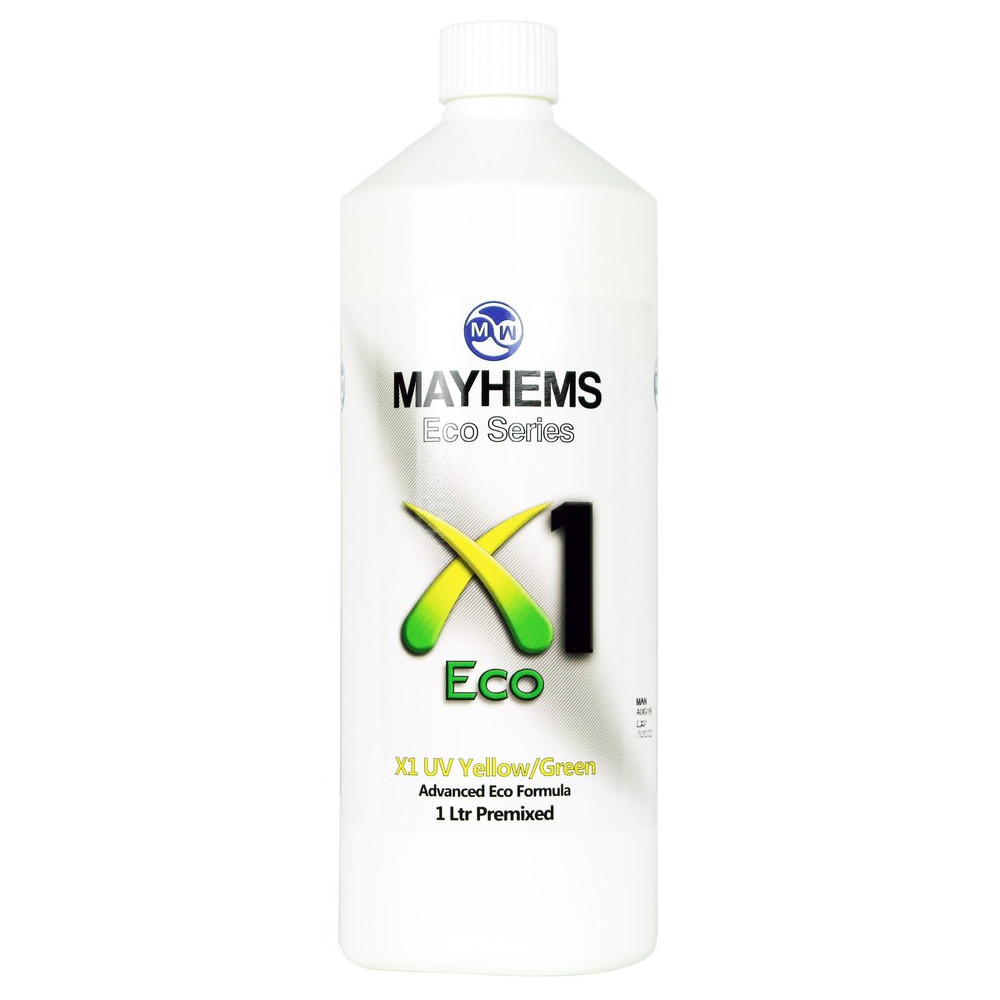 Mayhems - PC Coolant - X1 Premix - Eco Friendly Series, UV Fluorescent, 1 Litre, Yellow/Green
