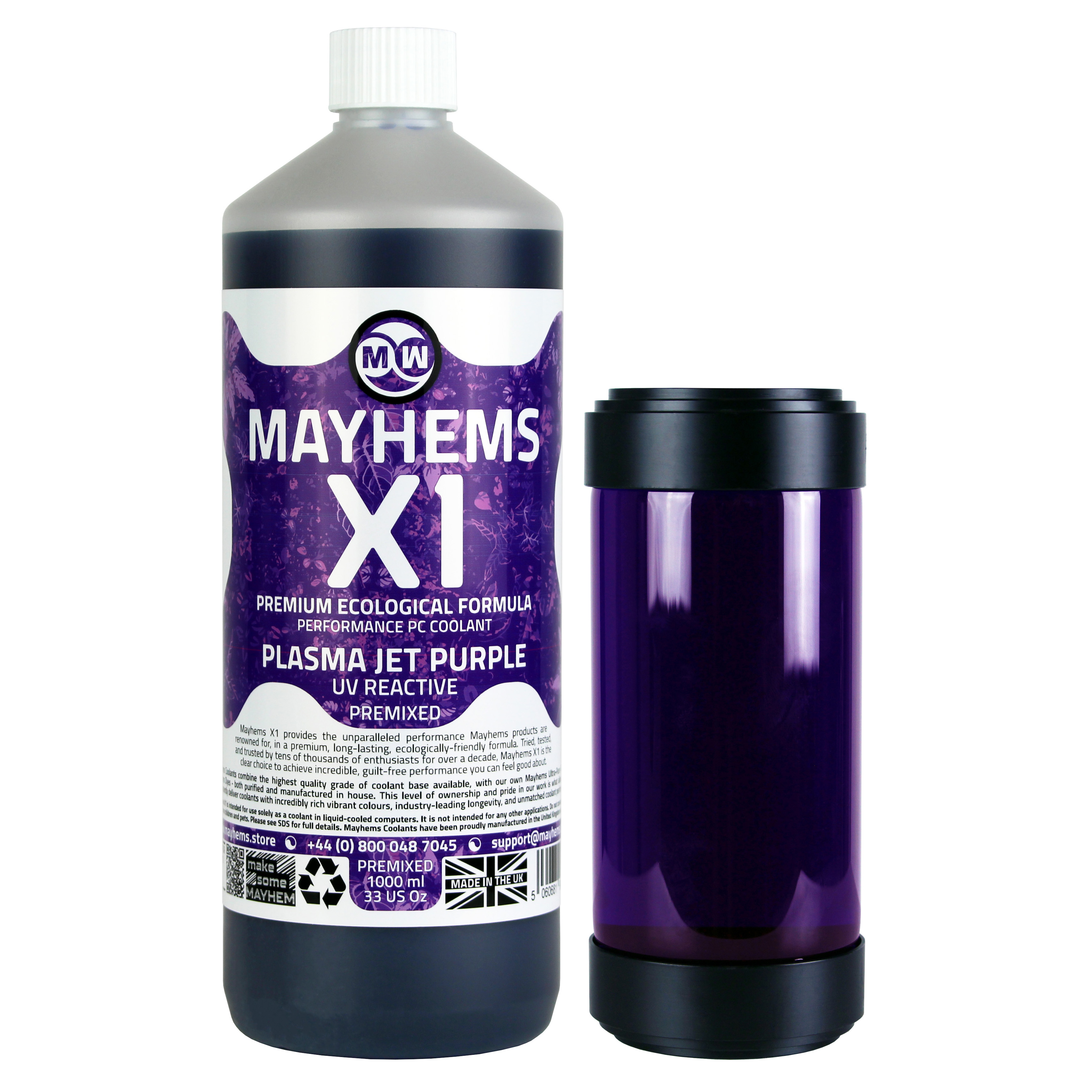Mayhems - Mayhems - PC Coolant - X1 Premix - Eco Friendly Series, UV Fluorescent, 1 Litre, Purple