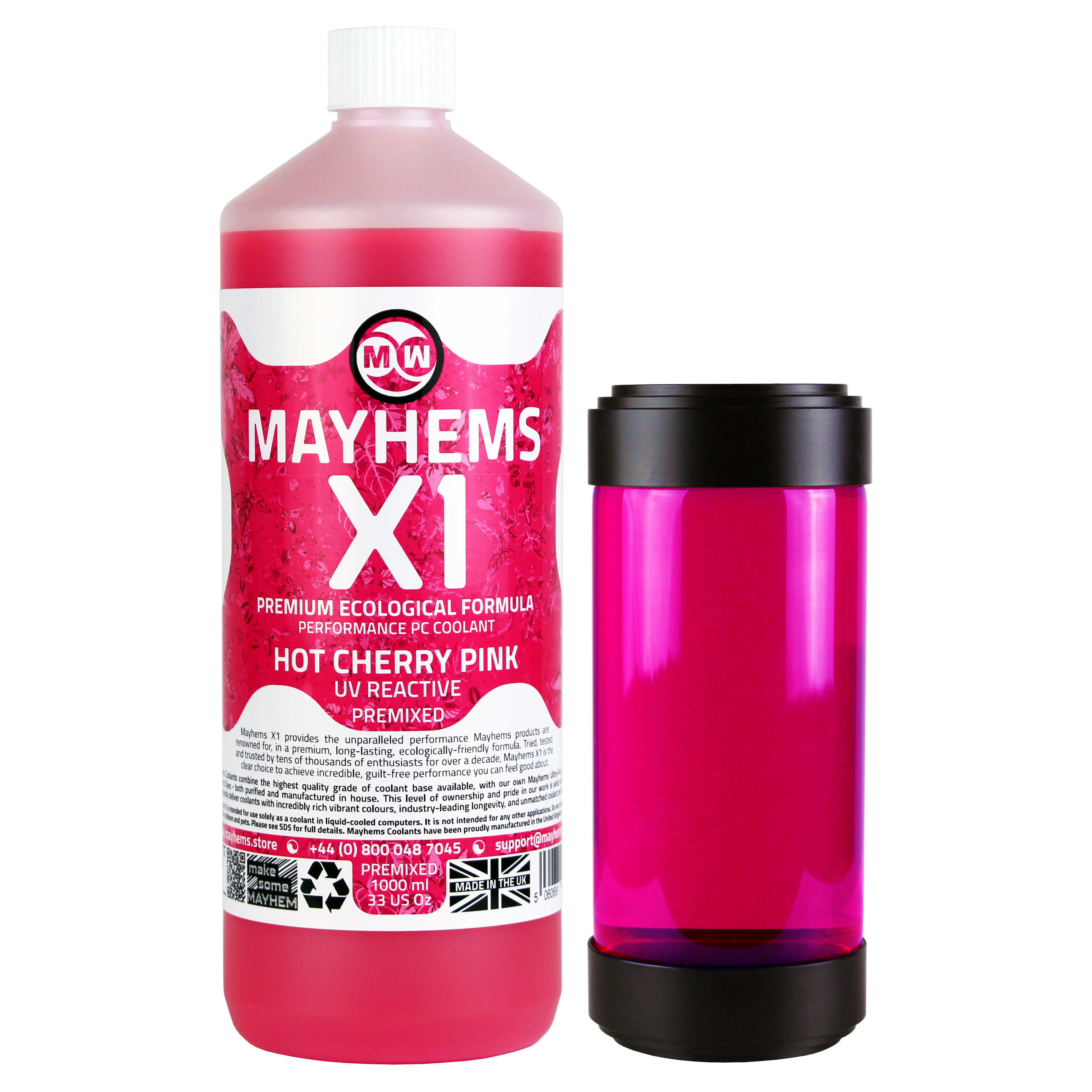 Mayhems - Mayhems - PC Coolant - X1 Premix - Eco Friendly Series, UV Fluorescent, 1 Litre, Pink