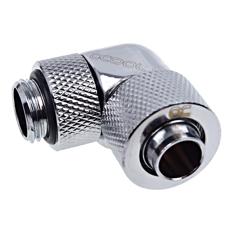 Alphacool Eiszapfen 13/10mm Threaded Rotatable 90 Degree G1 / 4 Fitting - Chrome
