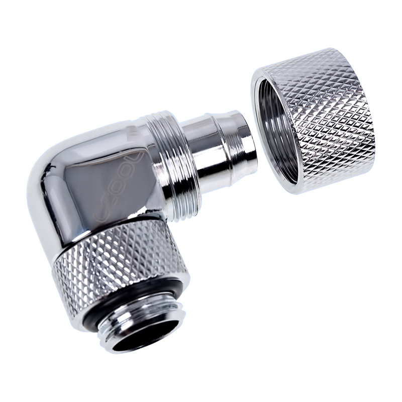 Alphacool - Alphacool Eiszapfen 13/10mm Threaded Rotatable 90 Degree G1 / 4 Fitting - Chrome
