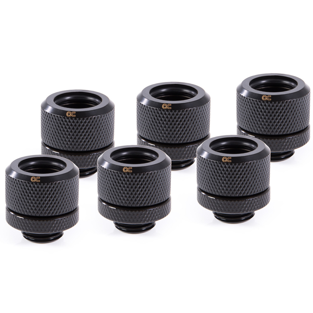 Alphacool Eiszapfen 14mm Black Hard Tube Compression Fitting - Six Pack