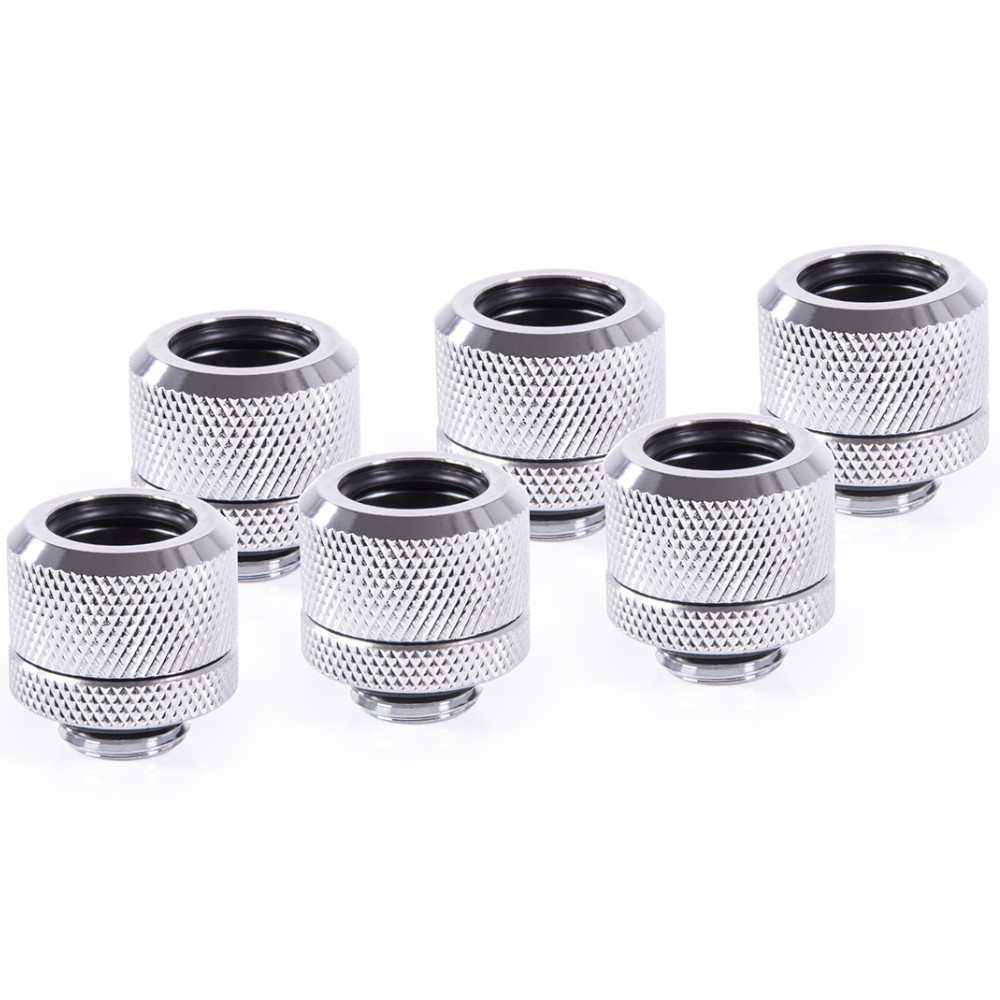 Alphacool Eiszapfen 14mm Chrome Hard Tube Compression Fitting - Six Pack