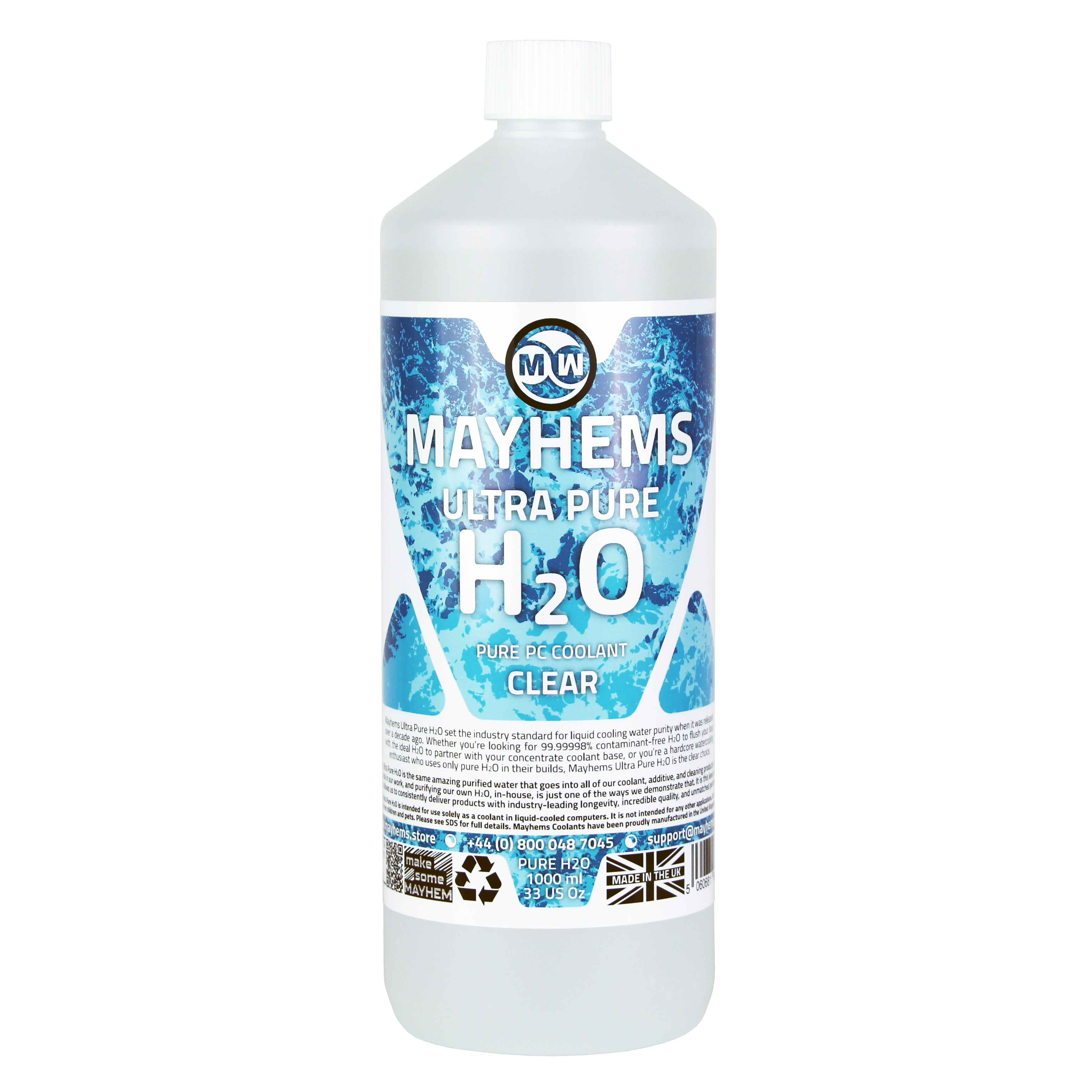 Mayhems - Mayhems - PC Coolant - Ultra Pure H2O - High Purity, Low Electrical Conductivity, 1 Litre