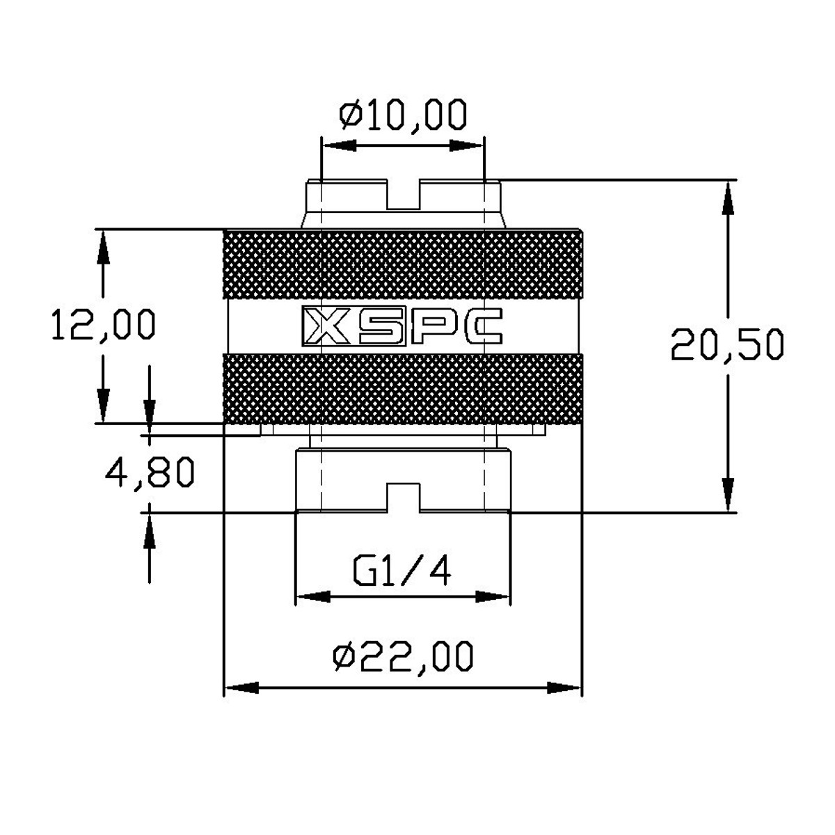 XSPC - XSPC G1/4" to 7/16" ID, 5/8" OD Compression Fitting (Matte Black) V2