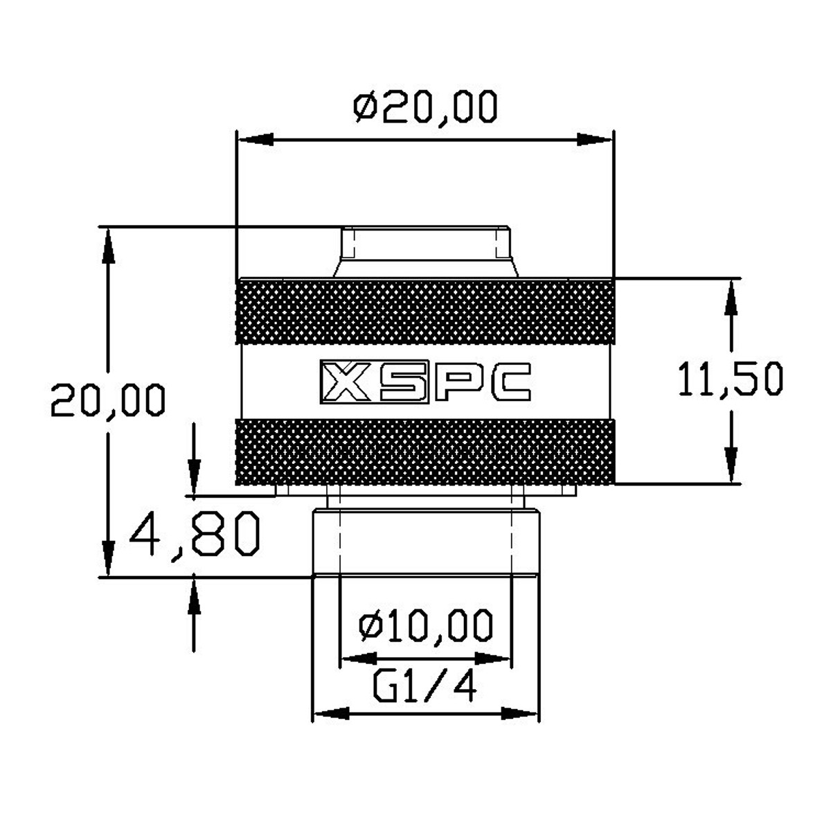 XSPC - XSPC G1/4" to 3/8" ID, 5/8" OD Compression Fitting (Matte Black) V2