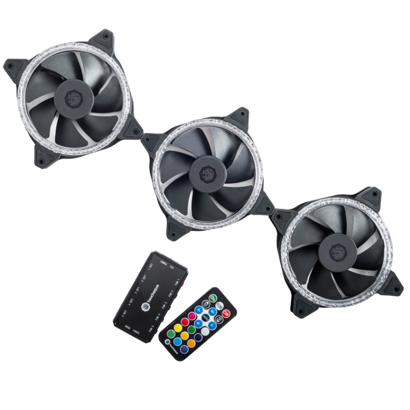 Bitspower - Bitspower Touchaqua Notos Xtal 120 Digital RGB 1800rpm Fan Triple Pack- 120mm