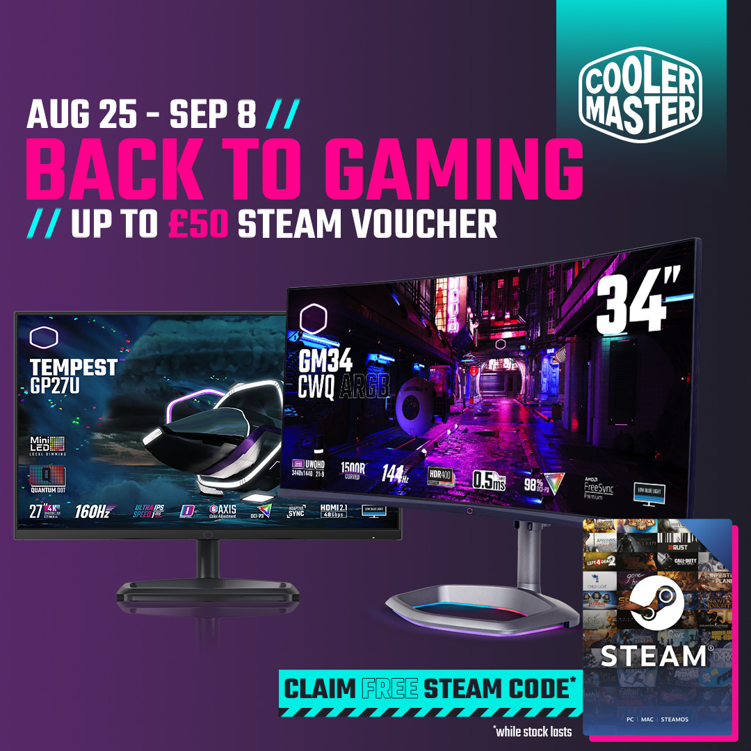 Cooler Master Summer Sale - Claim a free steam code with selected purchases whilst stock lasts