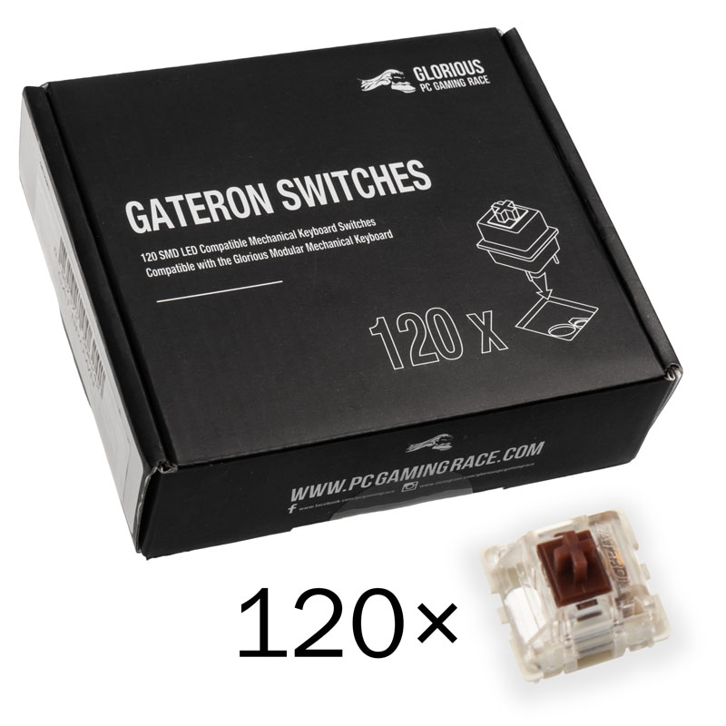 B Grade Glorious Gateron Brown Switches - Tactile Silent (120 Pieces)