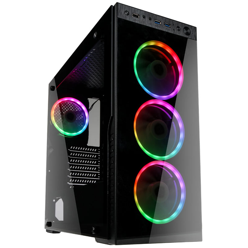 B Grade Kolink Horizon Midi Tower RGB Gaming Case - Black Tempered Glass