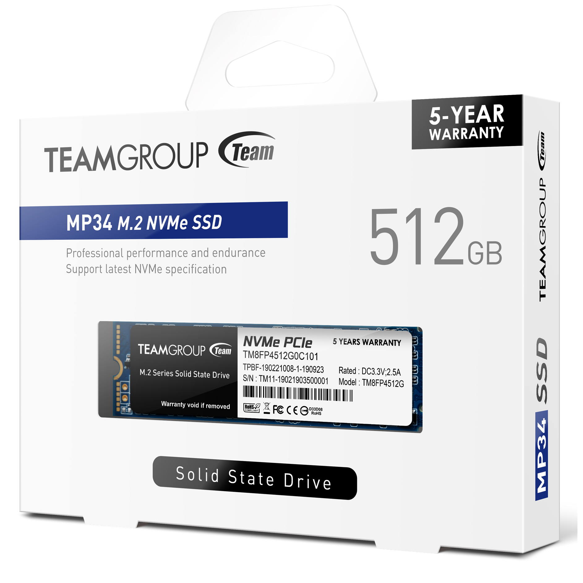 B Grade TeamGroup MP34 512GB NVMe PCIe M.2 Solid State Drive