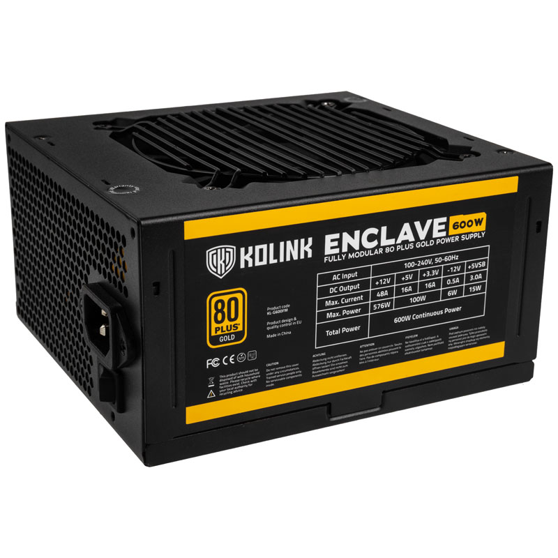 B Grade Kolink Enclave 600W 80 Plus Gold Modular Power Supply