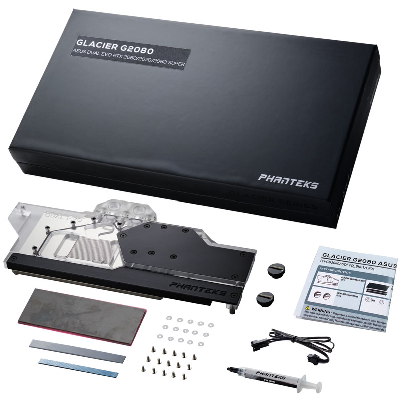Phanteks - B Grade Phanteks Glacier ASUS RTX 2080 Dual EVO Graphics Card Water Block , DRGB Lighting - Black