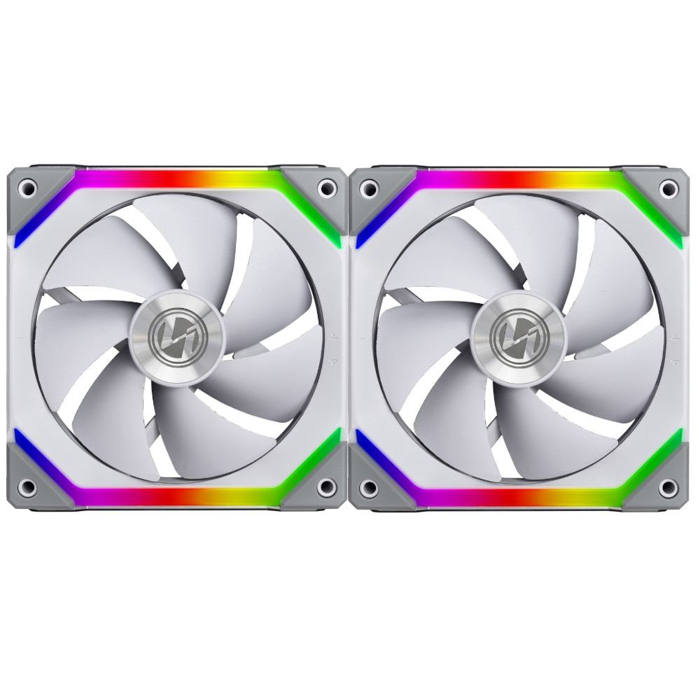 B Grade Lian Li UNI SL140 Addressable RGB White 140mm Fan Dual Pack with Controller