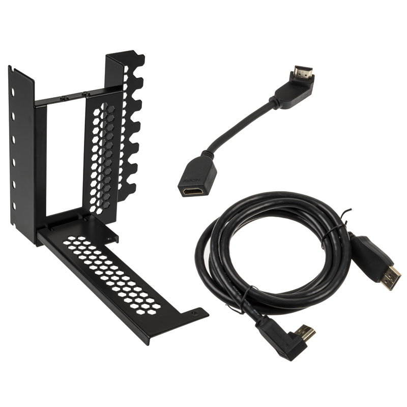 B Grade CableMod Vertical Graphics Card Holder with PCIe x16 Riser Cable, 1 x DisplayPort, 1 x HDMI - Black