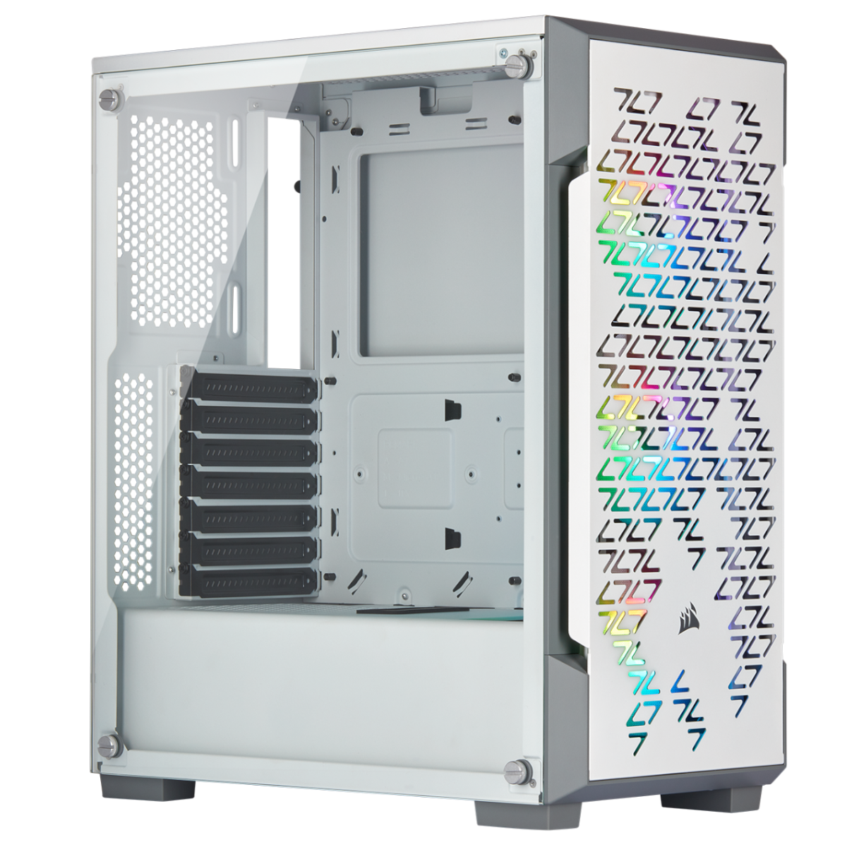 B Grade Corsair iCUE 220T Airflow RGB Mid-Tower Smart Case- White Tempered Glass (C